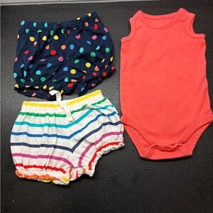 Bundle Primary Coral Tank Bodysuit & Colorful Baby Bloomers Set